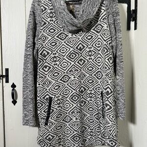 Stylish Black and White Cowl Neck Sweater